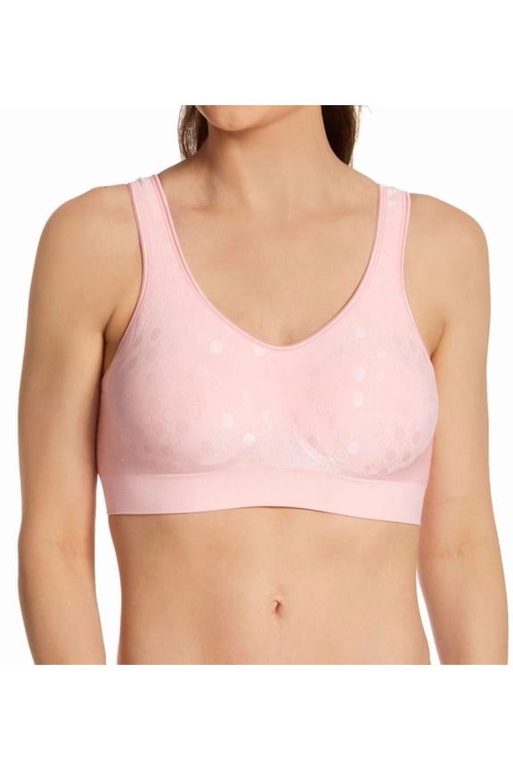 Women's Bali 3488 Comfort Revolution Shaping Wirefree Bra (Gentle Peach Dot L)