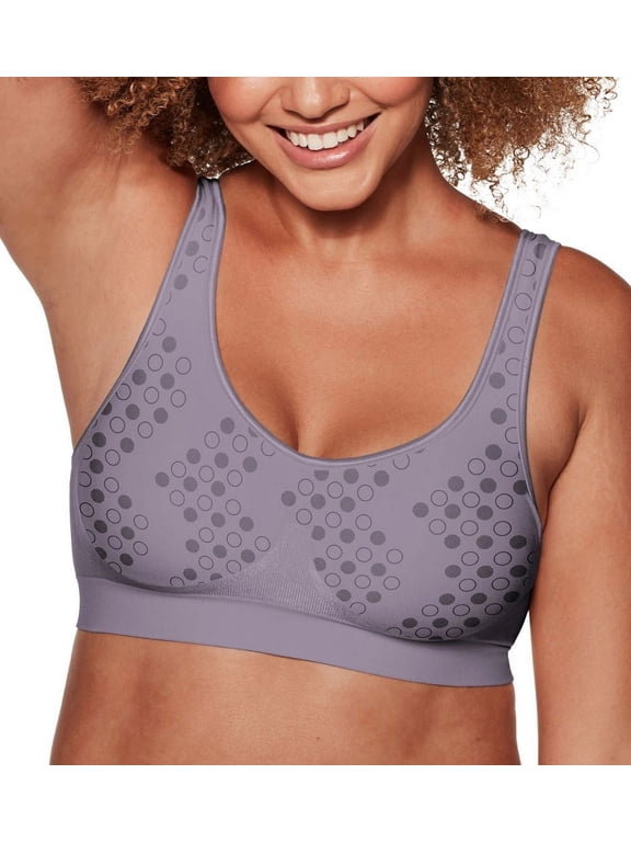 Women's Bali 3488 Comfort Revolution Shaping Wirefree Bra (Perfectly Purple Dot L)