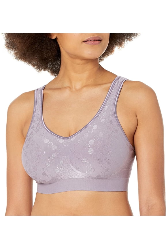 Women's Bali 3488 Comfort Revolution Shaping Wirefree Bra (Perfectly Purple Dot XL)