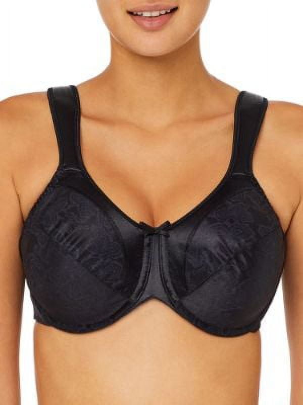 Women's Bali 3562 Satin Tracings Minimizer Underwire Bra (Black 42DDD)