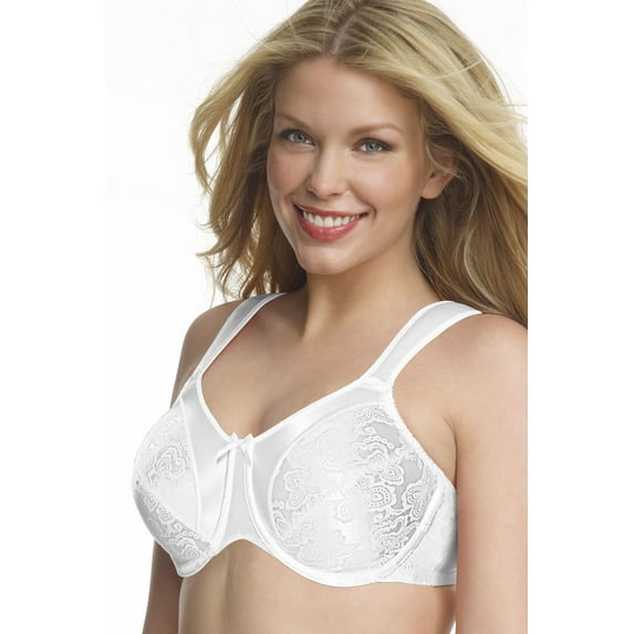 Women's Bali 3562 Satin Tracings Minimizer Underwire Bra (White 36C)
