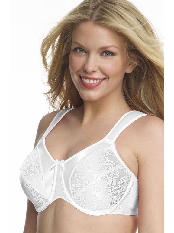 Women's Bali 3562 Satin Tracings Minimizer Underwire Bra (White 40DDD)
