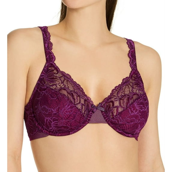 Women's Bali 6543 Lace Desire Lightly Lined Underwire Bra (Venetian Purple 36D)