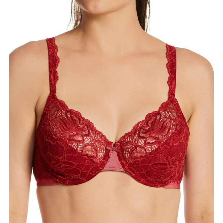 Women's Bali 6543 Lace Desire Lightly Lined Underwire Bra (Vintage Car Red  38D) 