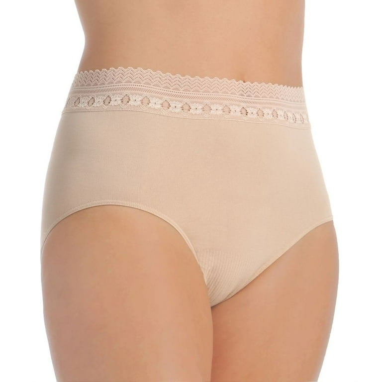 Women's Bali 803J Comfort Revolution Microfiber Brief Panty (Nude Lace 6/7)  