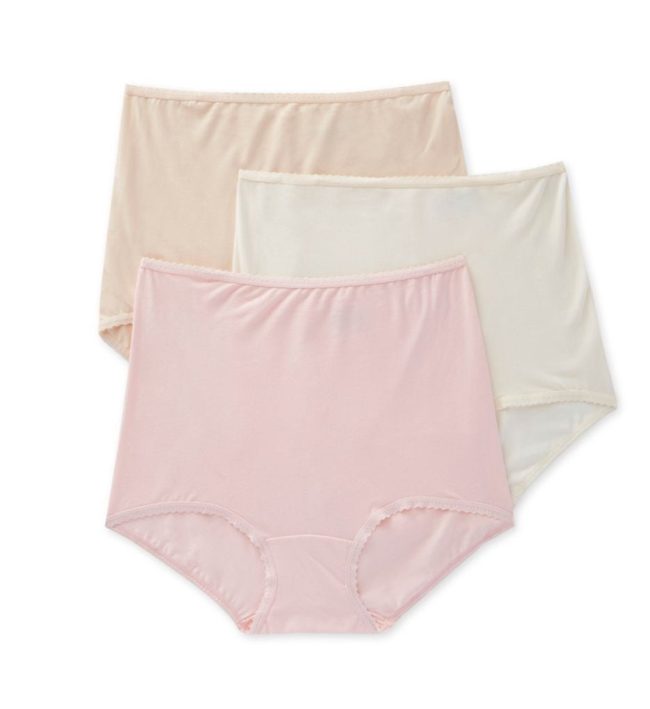 Women's Bali A332 Cool Cotton Skimp Skamp Brief Panty - 3 Pack  (Nude/Blue/Neutral Bulb 9) 