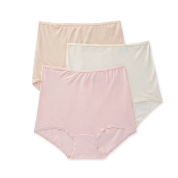 Women's Bali A332 Cool Cotton Skimp Skamp Brief Panty - 3 Pack (Pink/Mocha/Moonlight 6)