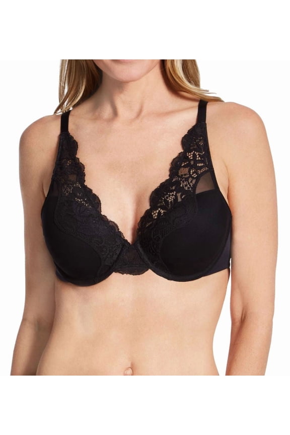 Women's Bali DF0084 One Smooth U Comfort Stretch Lace Underwire Bra (Black 34D)