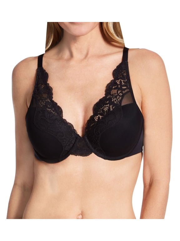 Women's Bali DF0084 One Smooth U Comfort Stretch Lace Underwire Bra (Black 36DD)