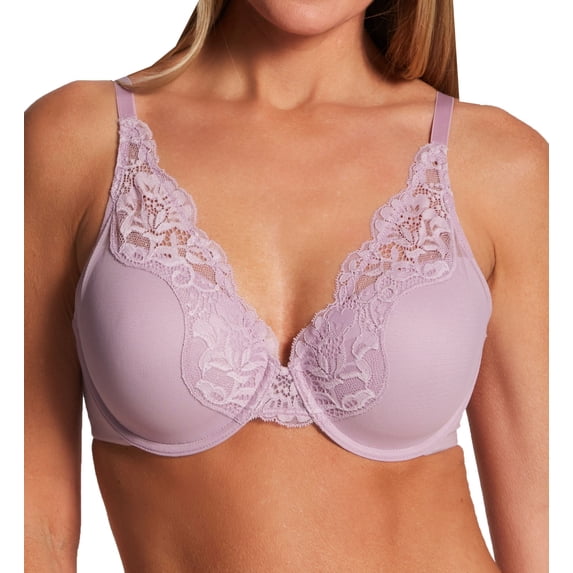 Women's Bali DF0084 One Smooth U Comfort Stretch Lace Underwire Bra (Purple Mauve 36D)