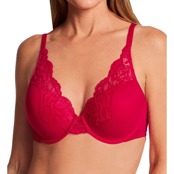 Women's Bali DF0084 One Smooth U Comfort Stretch Lace Underwire Bra (Scarlet Berry Red 40D)