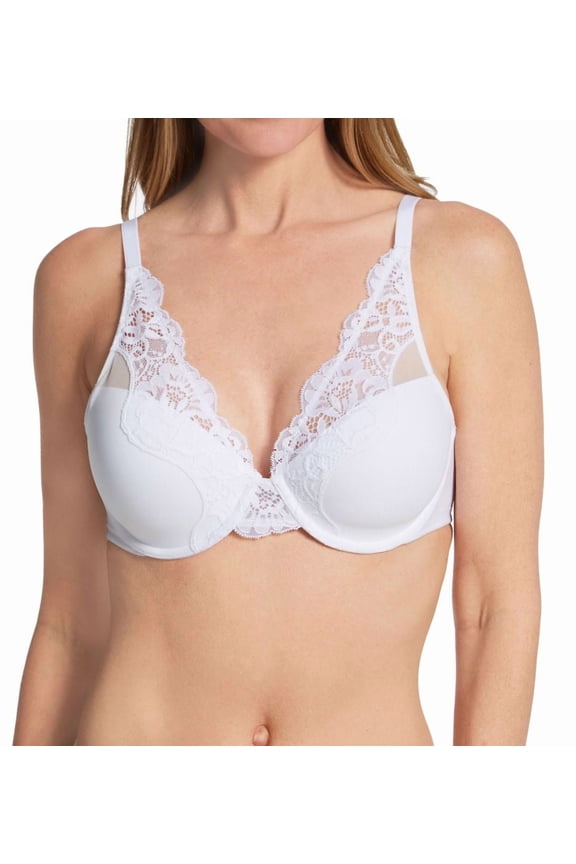 Women's Bali DF0084 One Smooth U Comfort Stretch Lace Underwire Bra (White 34DD)
