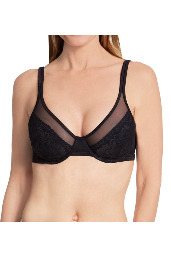 Women's Bali DF3386 One Smooth U Lace Minimizer Underwire Bra (Black 36C)