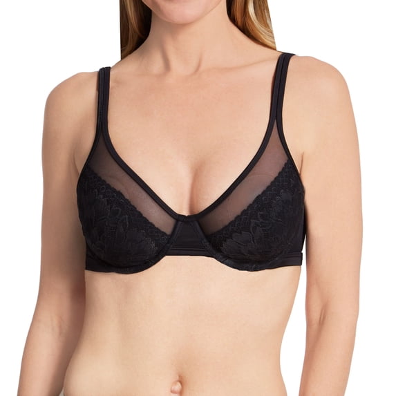 Women's Bali DF3386 One Smooth U Lace Minimizer Underwire Bra (Black 36DDD)
