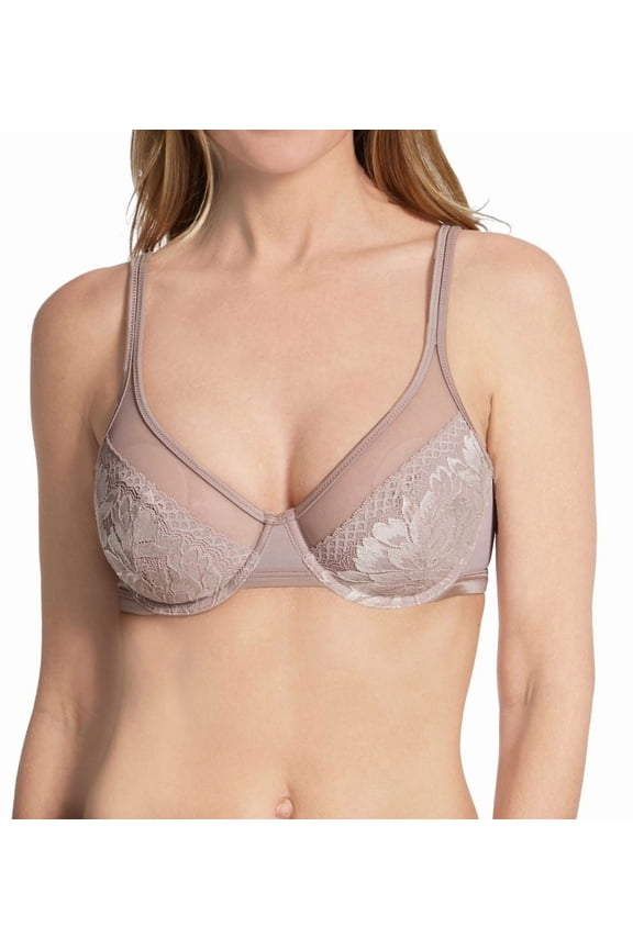 Women's Bali DF3386 One Smooth U Lace Minimizer Underwire Bra (Evening Blush 42D)