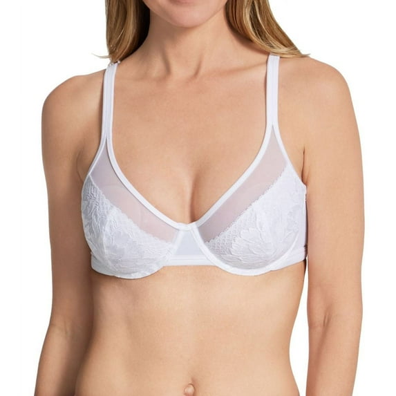 Women's Bali DF3386 One Smooth U Lace Minimizer Underwire Bra (White 34D)