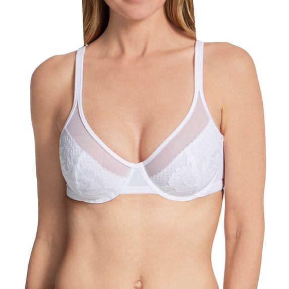 Women's Bali DF3386 One Smooth U Lace Minimizer Underwire Bra (White 36D)