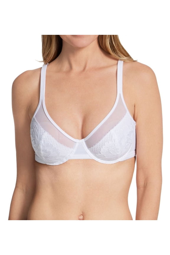 Women's Bali DF3386 One Smooth U Lace Minimizer Underwire Bra (White 42D)