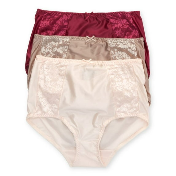 Women's Bali DFDBB3 Double Support Brief Panty - 3 Pack (Buff/Blush/DeepCerise 10)
