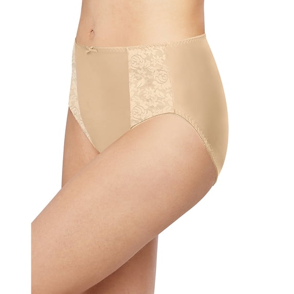 Women's Bali DFDBH3 Double Support Hi Cut Brief Panty - 3 Pack (black/soft taupe 7)