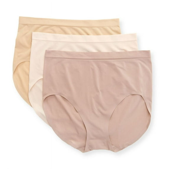 Women's Bali DFESB3 EasyLite Seamless Brief Panty - 3 Pack (Sandshell/Blush/Taupe 9)