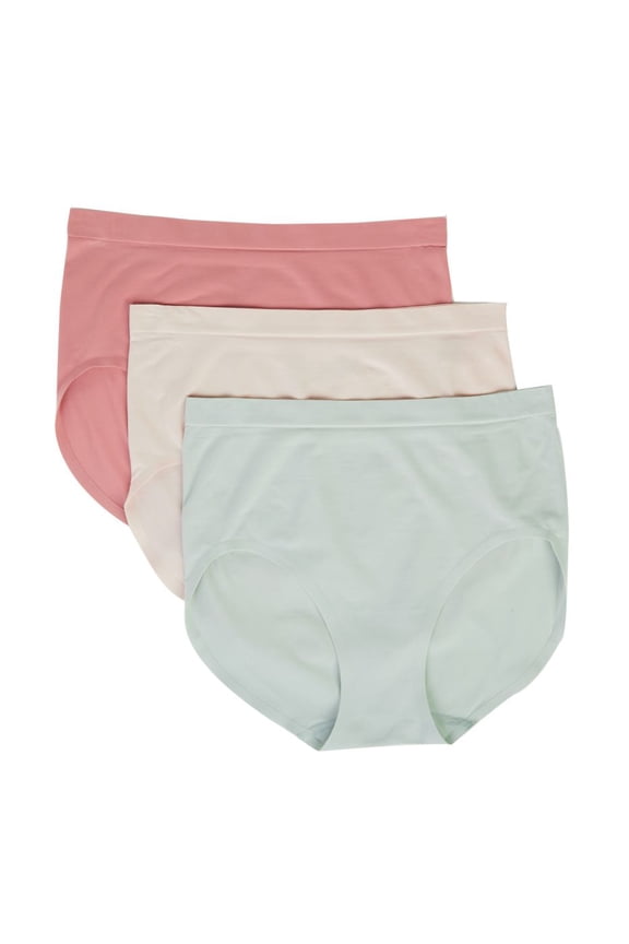 Women's Bali DFESB3 EasyLite Seamless Brief Panty - 3 Pack (Sandshell/Celadon/Rose 6)