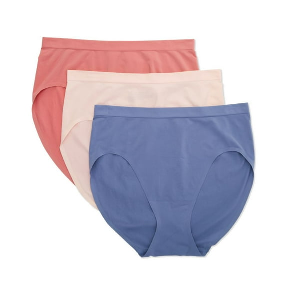 Women's Bali DFESH3 EasyLite Seamless Hi-Cut Panty - 3 Pack (Pink/MauveGlow/Blue 8)