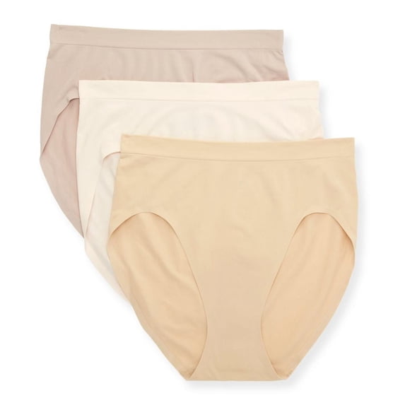 Women's Bali DFESH3 EasyLite Seamless Hi-Cut Panty - 3 Pack (Sandshell/Blush/Taupe 8)