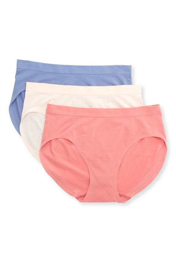 Women's Bali DFESP3 EasyLite Seamless Hipster Panty - 3 Pack (Pink/MauveGlow/Blue 7)