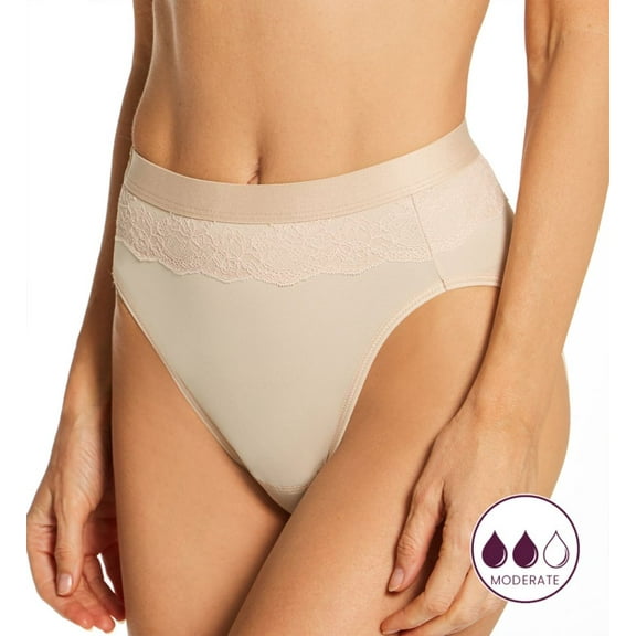 Women's Bali DFLLH1 Beautifully Confident Leak Protection Hi-Cut Panty (Soft Taupe 7)