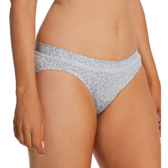 Women's Bali DFMMBK One Smooth U Modern Microfiber Bikini Panty (Leo Print/SterlingGrey 5)