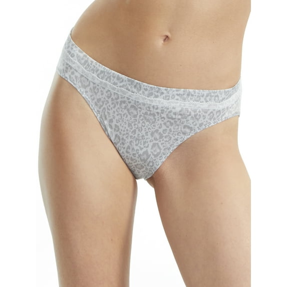 Women's Bali DFMMBK One Smooth U Modern Microfiber Bikini Panty (Leo Print/SterlingGrey 8)