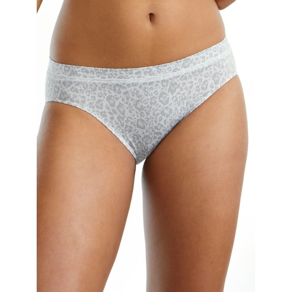 Women's Bali DFMMHL One Smooth U Modern Microfiber High Leg Panty (Leo Print/SterlingGrey 7)