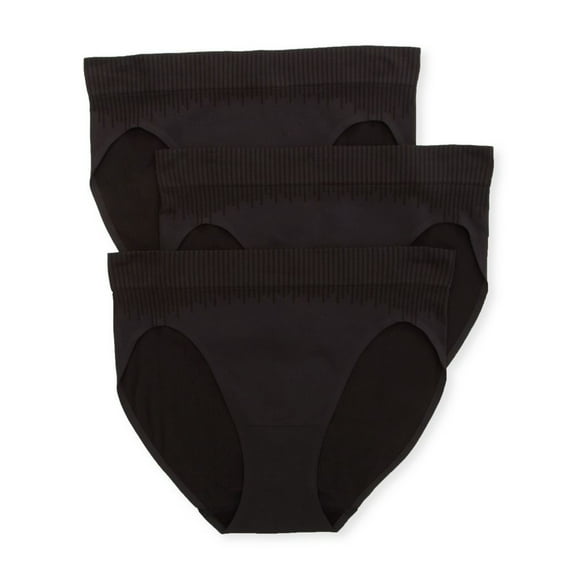 Women's Bali DFMSH3 Comfort Revolution Seamless Hi Cut Panty - 3 Pack (Black/Black/Black 8)