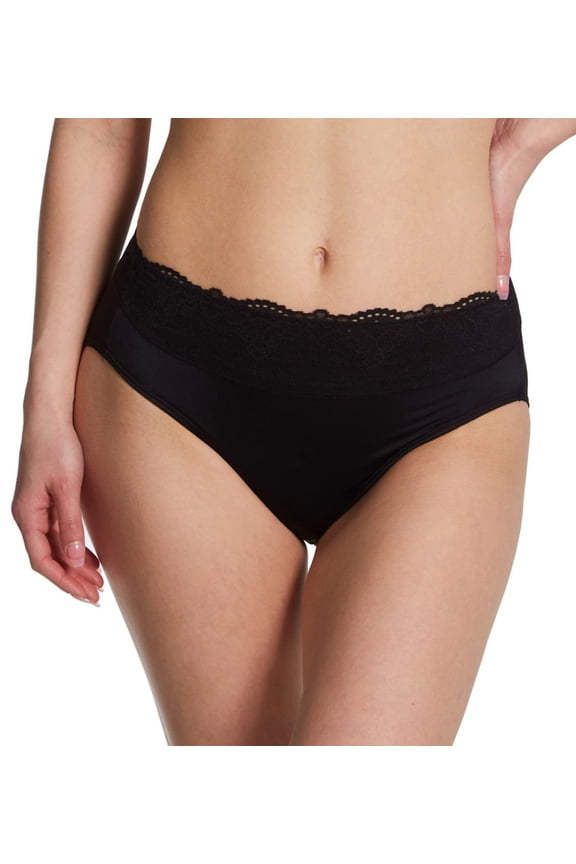 Women's Bali DFPC62 Passion For Comfort Hi-Cut Brief Panty (Black Lace 6)