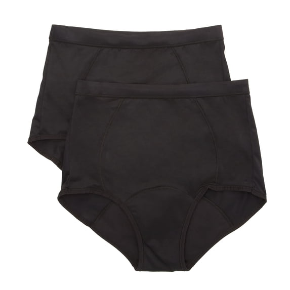 Women's Bali DFS064 Light Leak Protection Brief - 2 Pack (Black XL)