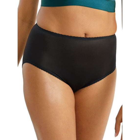 Women's Bali DFSKHL Skimp Skamp High Leg Brief Panty (Black L)