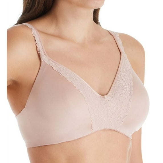 Women's Bali DFYYEQ One Smooth U Post Surgery Support Wirefree Bra (Nude w/ Lace 40DD)