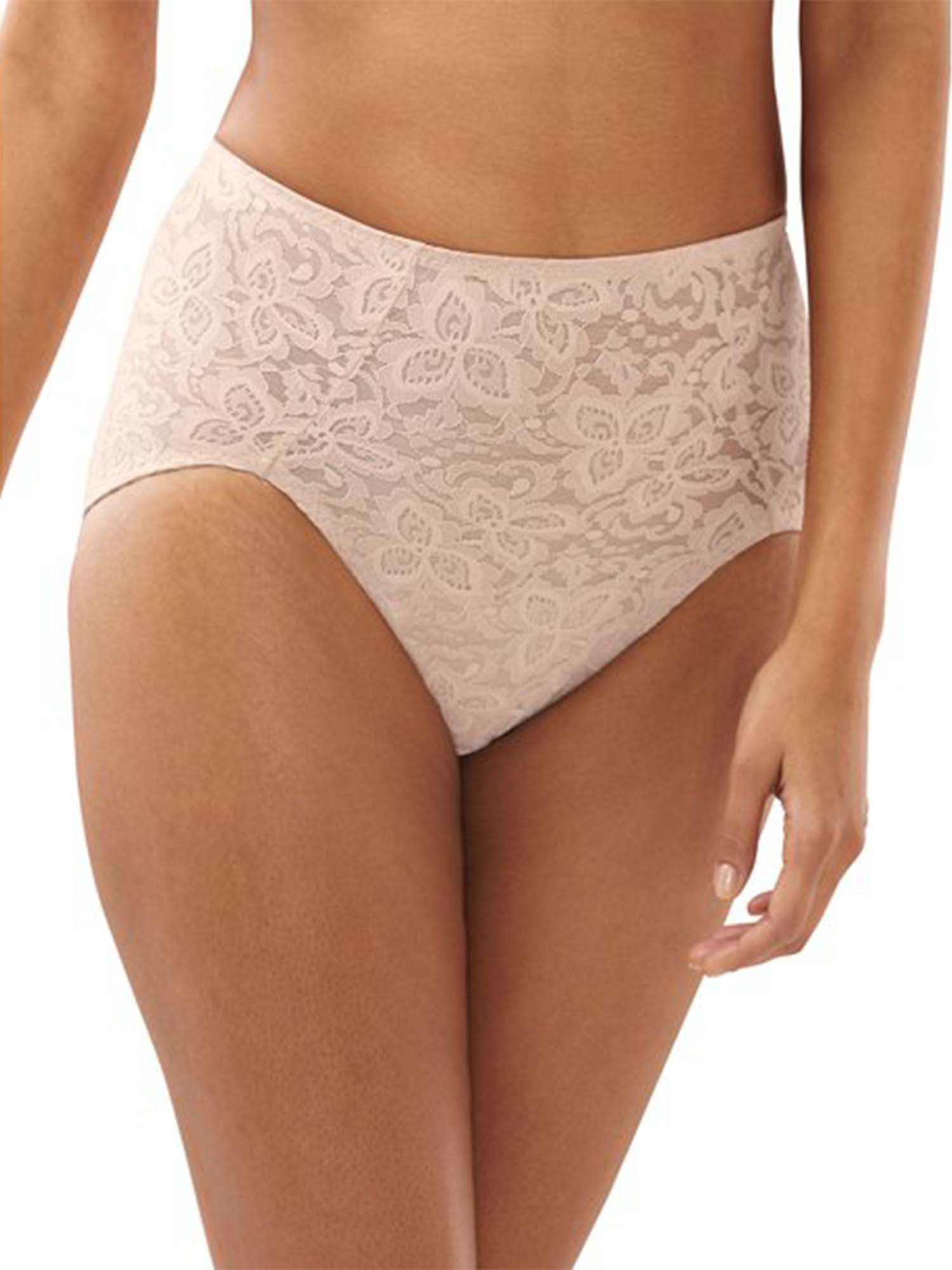 Bali Panties 1 Pair Light Control Support Lace Panel Brief Smoothers  Shaping M