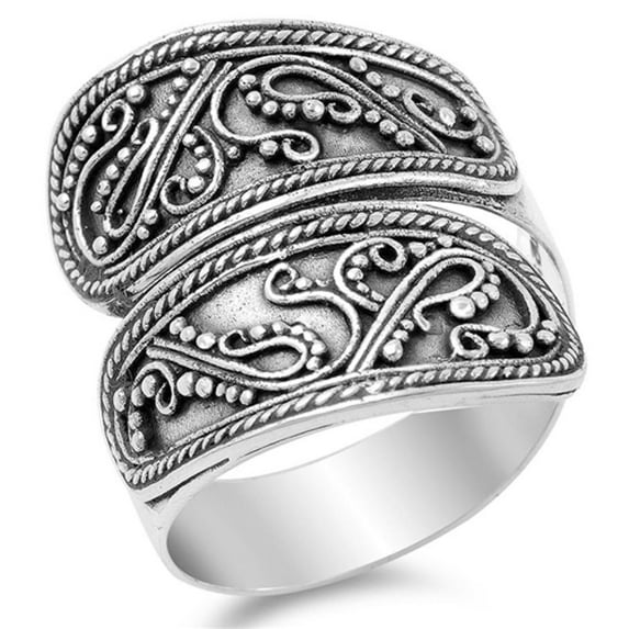 Women's Bali Rope Design Wrap Ring .925 Sterling Silver Band Jewelry Female Male Unisex Size 10