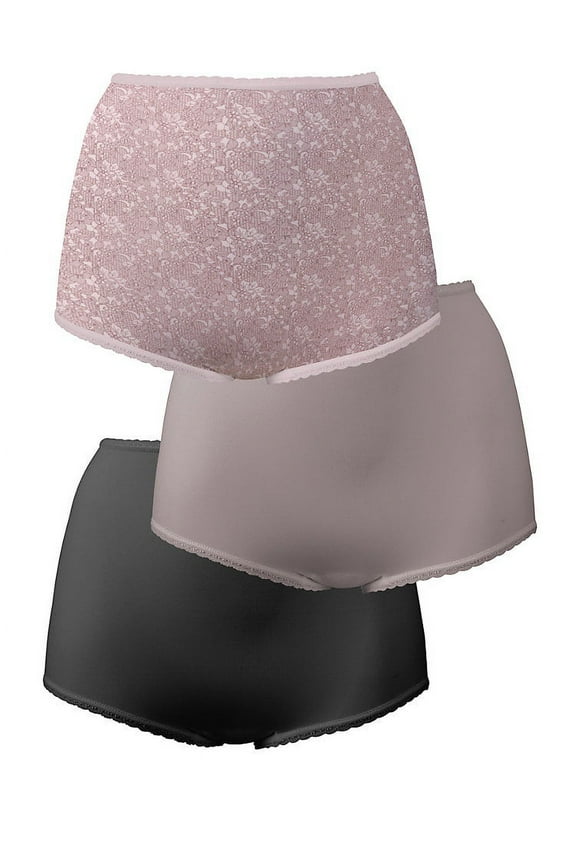 Skimp Skamp Brief, 3-Pack Pink Chic Lace Print/Warm Steel/Black 11 Women's