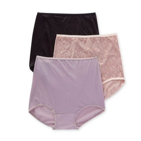 Women's Bali A633 Skimp Skamp Brief Panty - 3 Pack (PinkChicLaceSteelBlack 8)