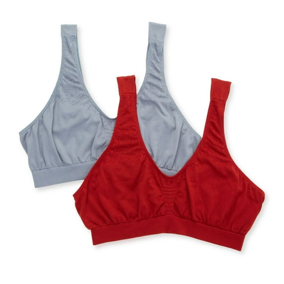 Women's Bali X1J3 Comfort Revolution Microfiber Crop Bra - 2 Pack (Blue Grey/Vintage Red 3X)