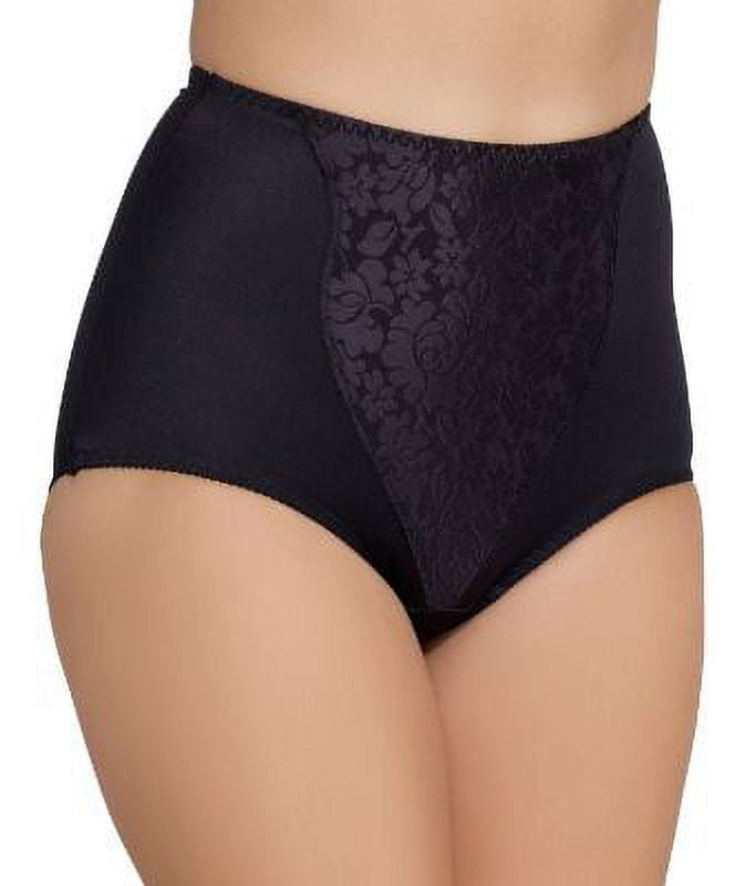 Black Lace Panel High-Waist Shaping Brief Panty - 2 Pack