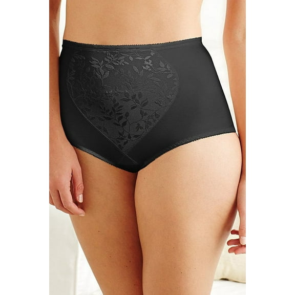 Women's Bali X710 Jacquard Tummy Panel Shaping Brief Panty - 2 Pack (Black/Black Jacquard 3X)