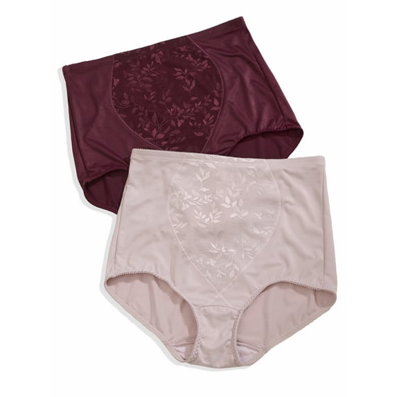 Women's Bali X710 Jacquard Tummy Panel Shaping Brief Panty - 2 Pack (Nightfire Red/Gloss 2X)