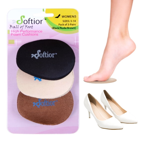 Women’s Ball of Foot Cushions, Stay in Place, Size:5-14, 3 Pairs