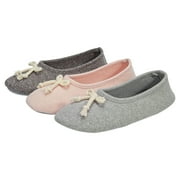 DEEROLL Women's Ballerina House Slippers, Anti-Skid Comfy Warm Ballet Style Slippers, 6.5-7, Light Gray