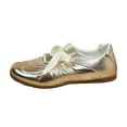 thumbnail image 1 of Women's Ballet Fashion Shiny Lace Up Sneakers Casual Comfortable Retro Flats Lightweight Breathable Skate Shoes Gold Size 6, 1 of 8