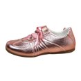 thumbnail image 1 of Women's Ballet Fashion Shiny Lace Up Sneakers Casual Comfortable Retro Flats Lightweight Breathable Skate Shoes Pink Size 9.5, 1 of 7